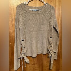 She + Sky Beige Sweater with Side Ties